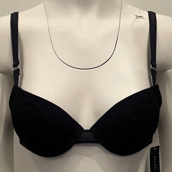 BNWT Blush Push Up Padded Bra Rich Navy 34A
